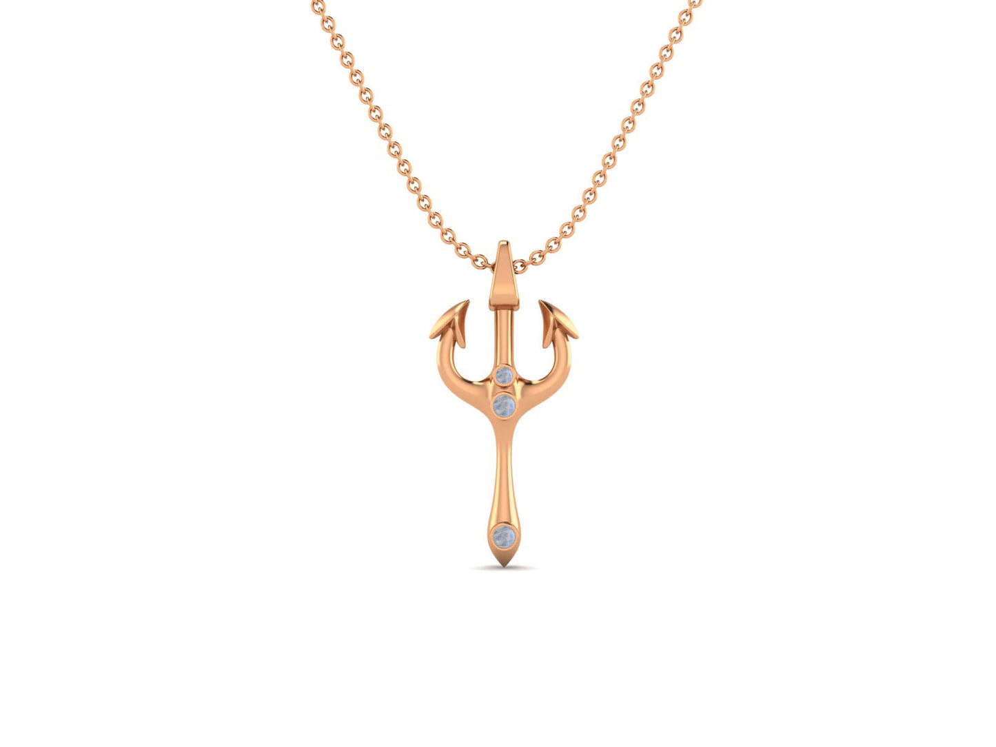 Moonstone Spiritual Trishul Necklace – Sterling Silver