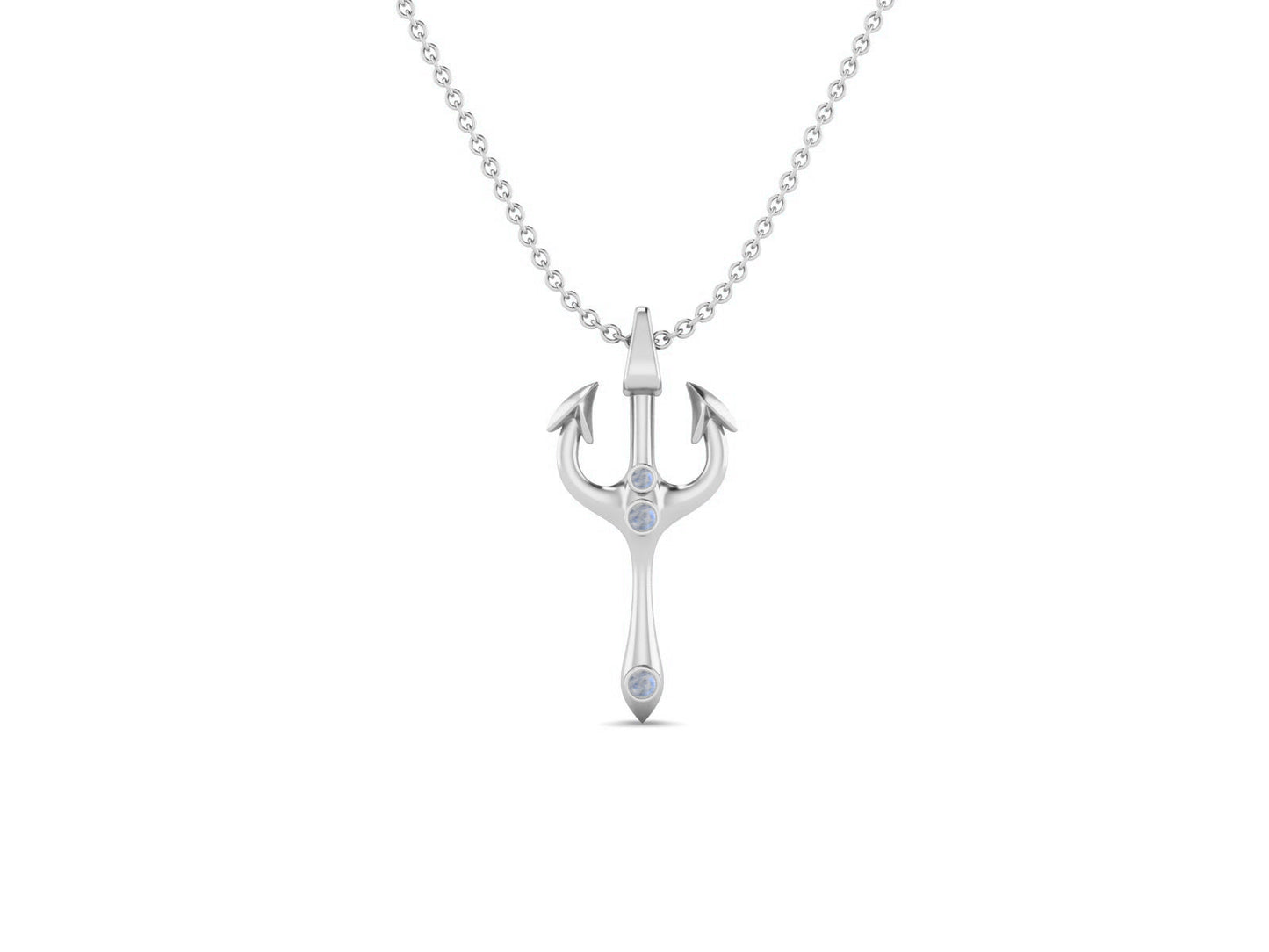Moonstone Spiritual Trishul Necklace – Sterling Silver